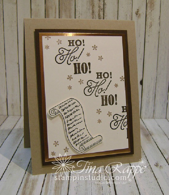 Stampin' Up! Greetings from Santa stamp set, Copper Foil Paper, Stampin' Studio