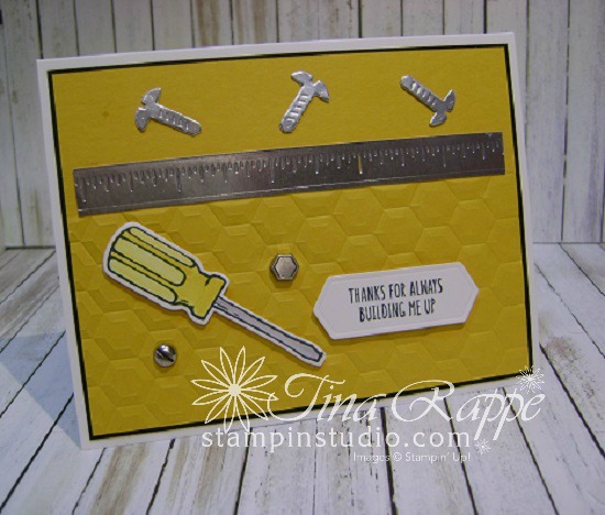 Stampin' Up!,Nailed It stamp set, Build It Framelits Die, Hexagon Dynamic embossing Folder