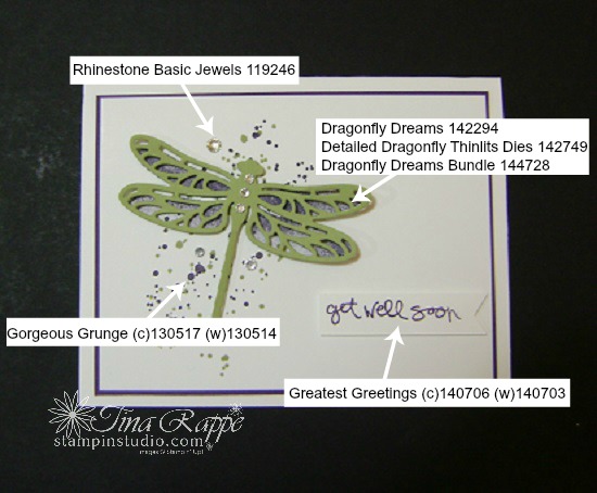 Stampin' Up! Dragonfly Dreams Bundle, Gorgeous Grunge, Get Well, Stampin' Studio