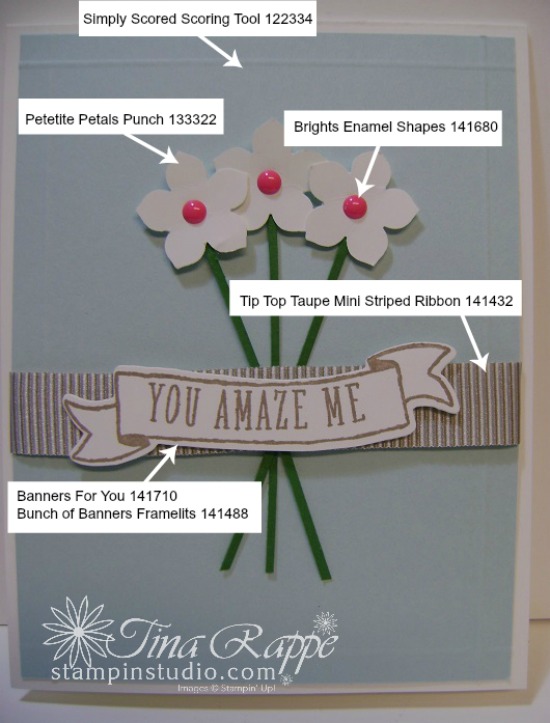 Stampin' Up! Banners For You stamp set, Bunch of Banners framelits, Petite Petals Punch, Stampin' Studio