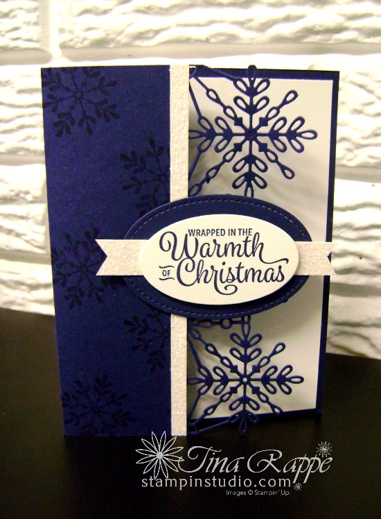 Stampin' Up! Snowflake Sentiments stamp set, Swirly Snowflakes Thinlits. Stampin' Studio