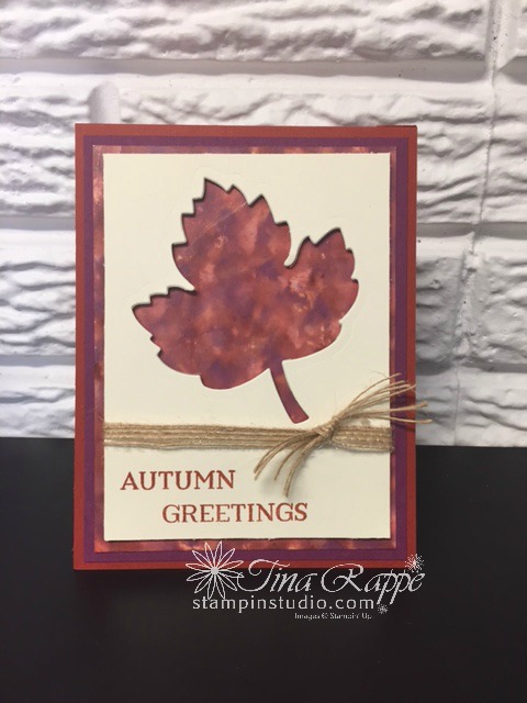 Stampin' Up! Leaflets Framelits, Seasonal Lantern stamp set, Polished Stone Technique, Stampin' Studio