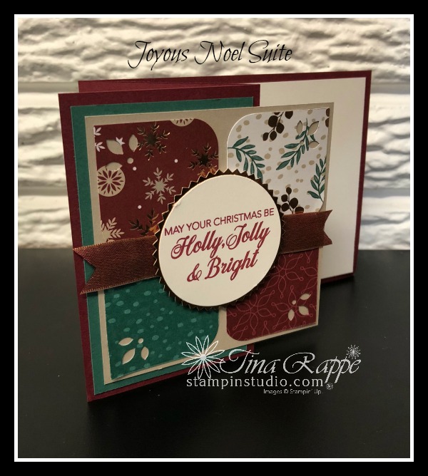 Stampin' Up! Joyous Noel DSP, Peaceful Noel stamp set, Fun Fold,Stampin' Studio