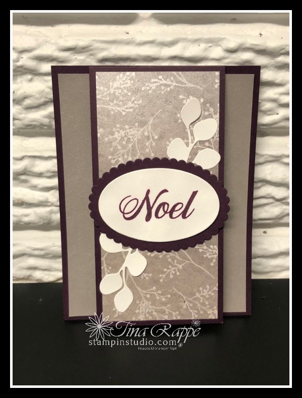 Stampin' Up! Peaceful Noel stamp set, Frosted Floral DSP, Shimmer Paint, Stampin' Studio