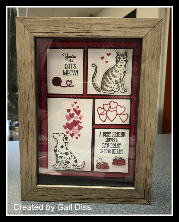 Stampin' Up! Be Mine Stitched Framelits, Nine Lives stamp set, Happy Tails stamp set, Framed Art, Stampin' Studio