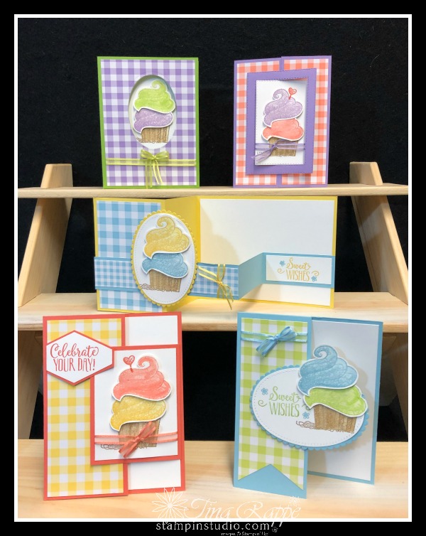 Stampin' Up! Hello Cupcake, Gingham Gala DSP, Fun Folds, Stamp Crop & Cruise Retreat, Stampin' Studio