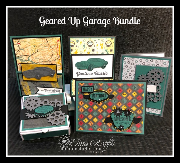 Stampin' Up! Stampin' Sisters Retreat 2019, Geared Up Garage stamp set, Garage Gears Thinlits, Stampin' Studio