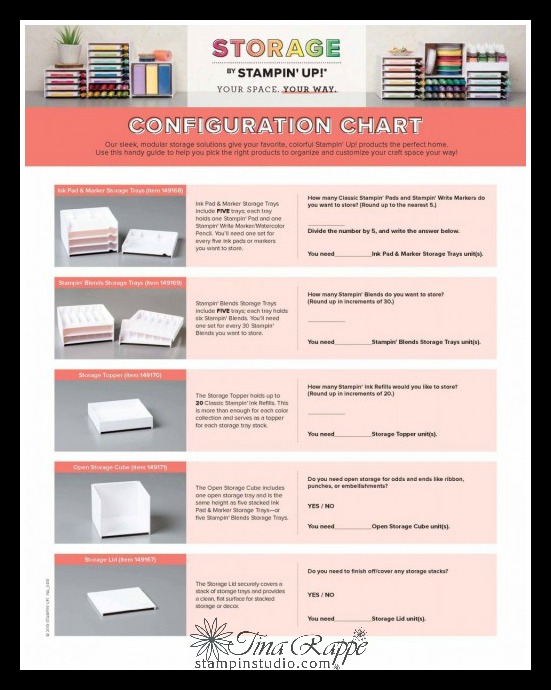 Storage by Stampin' up! Configuration Chart, Stampin' Studio