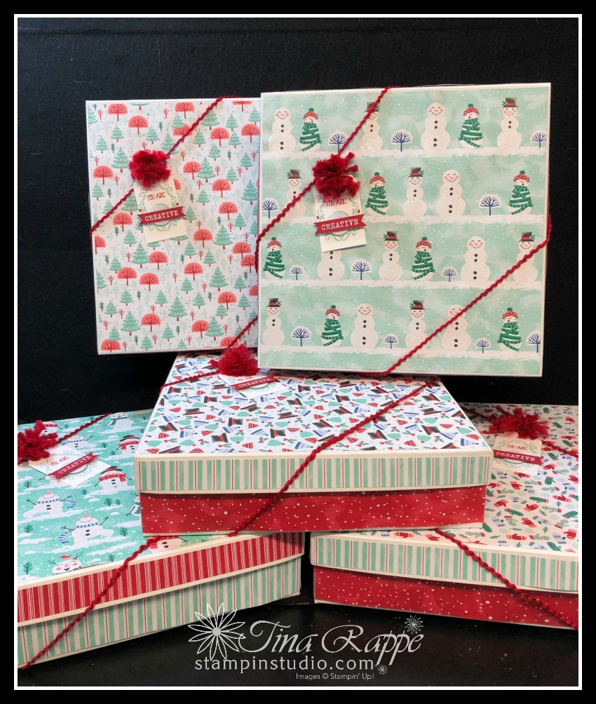 Stampin' Up! Let it Snow DSP Boxes, Stampin' Sisters Holiday Hoopla, Stampin' Studio