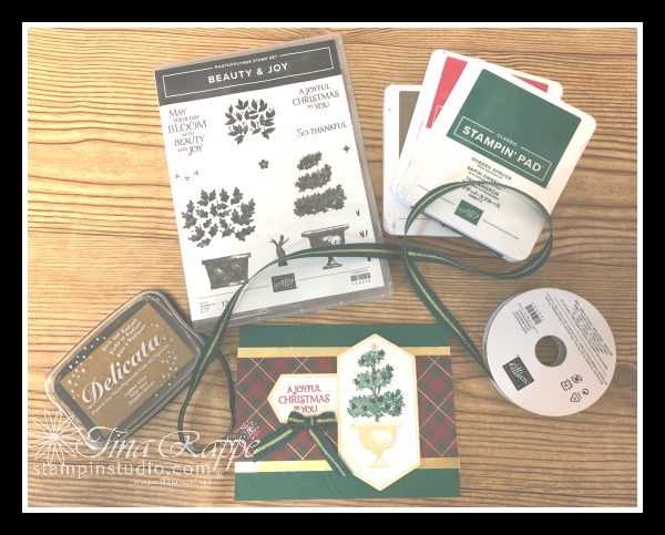 Stampin' Up! Beauty & Joy stamp set, Wrapped in Plaid DSP. Stampin' Studio