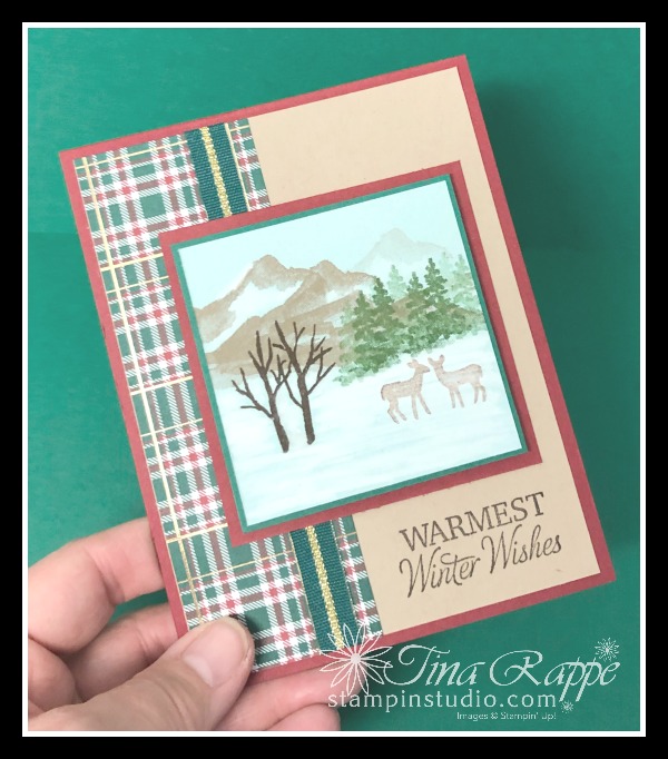 Stampin' Up! Snow Front stamp set, Wrapped in Plaid DSP,Stampin' Studio