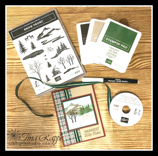 Stampin' Up! Snow Front stamp set, Wrapped in Plaid DSP,Stampin' Studio