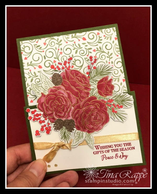 Stampin' Up! Christmastime is Here Suite, Christmas Rose stamp set, Fun Fold, z-Fold Easel Card, Stampin' Studio