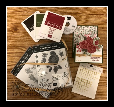 Stampin' Up! Christmastime is Here Suite, Christmas Rose stamp set, Fun Fold, z-Fold Easel Card, Stampin' Studio