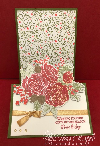 Stampin' Up! Christmastime is Here Suite, Christmas Rose stamp set, Fun Fold, z-Fold Easel Card, Stampin' Studio