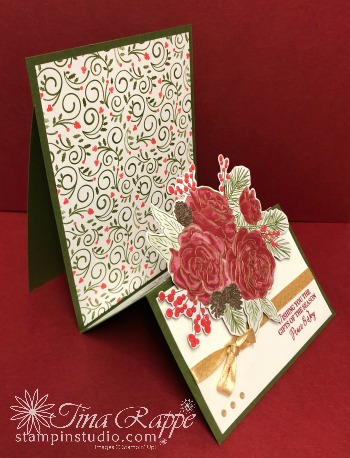 Stampin' Up! Christmastime is Here Suite, Christmas Rose stamp set, Fun Fold, z-Fold Easel Card, Stampin' Studio