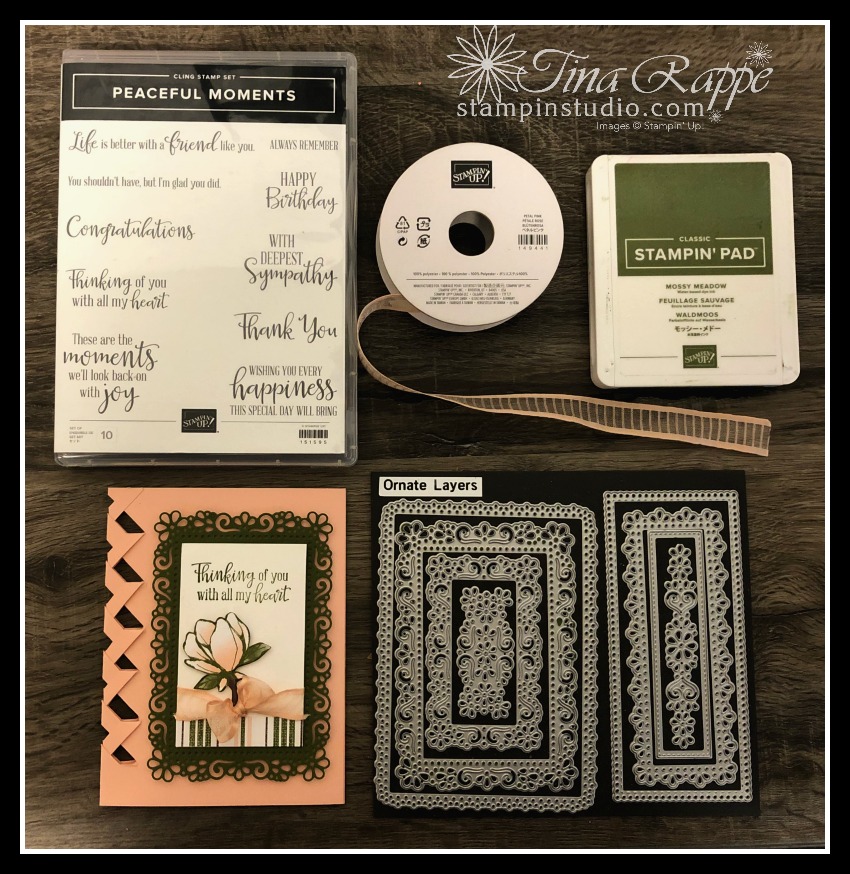 Stampin' Up! Braided card Technique.Magnolia Lane DSP, Peaceful Moments stamp set, Stampin' Studio