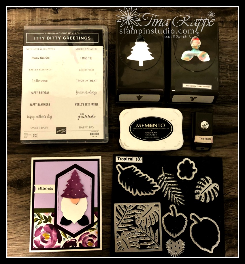 Stampin' up! Gnome Punch Art, Dressed to Impress DSP. Stampin' Studio