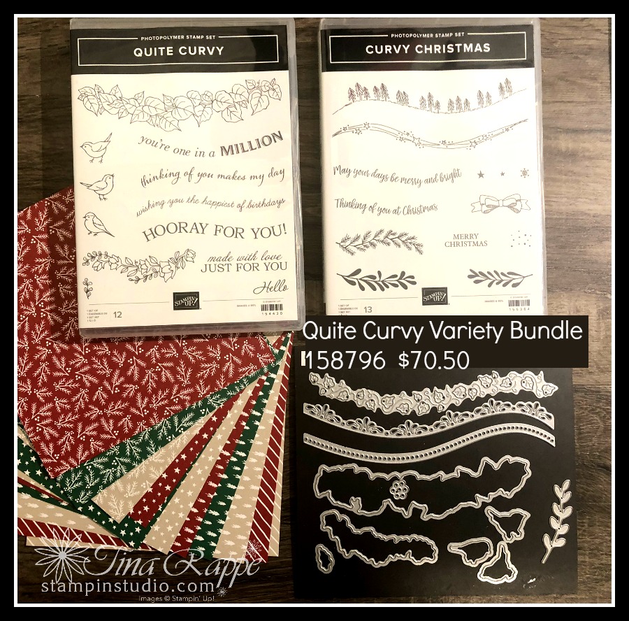 Stampin' Up! Quite Curvy Variety Bundle, Quite Curvy Bundle, Quite Curvy stamp set, Curvy Dies, Curvy Christmas stamp set, Stampin' Studio