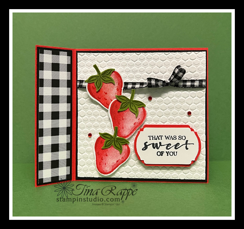 Stampin' up! Sweet Strawberry stamp set, Strawberry Builder Punch, Fun Fold, Stampin' Studio 