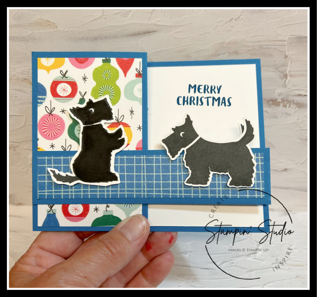 Christmas Scottie Bundle, Fun Fold Card, Stampin' Studio