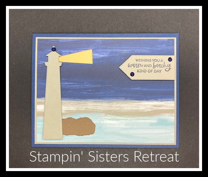 Stampin' Up! Lighthouse Dies, Paradise Palms stamp set, Masculine cards, Stampin' Sisters Retreat, Stampin' Studio