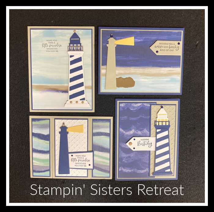 Stampin' Up! Lighthouse Dies, Paradise Palms stamp set, Masculine cards, Stampin' Sisters Retreat, Stampin' Studio