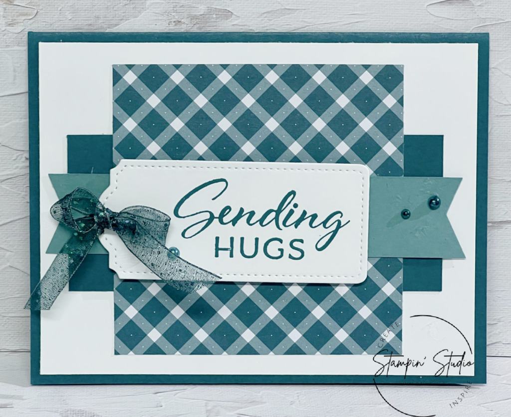 Stampin' Up! Layering Leaves stamp set, Glorious Gingham DSP, Stamp Crop & Cruise Retreat, Stampin' Studio