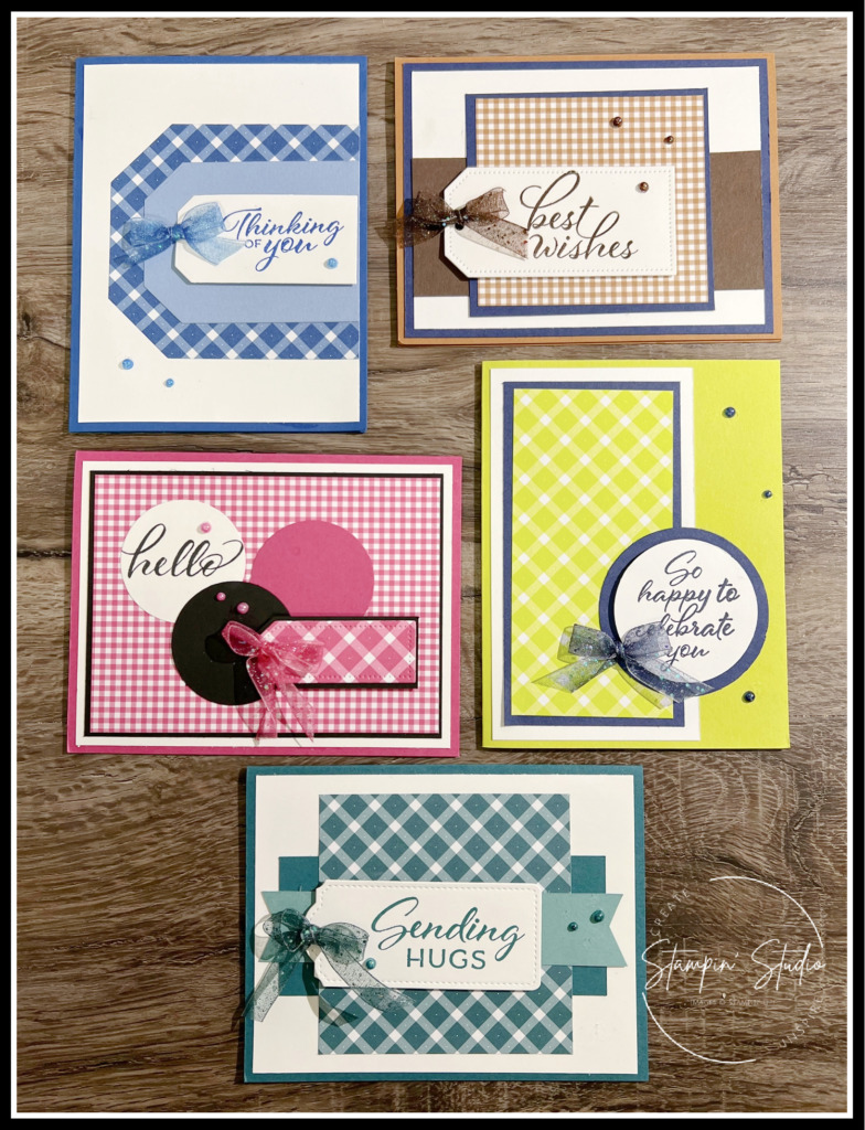 Stampin' Up! Layering Leaves stamp set, Glorious Gingham DSP, Stamp Crop & Cruise Retreat, Stampin' Studio